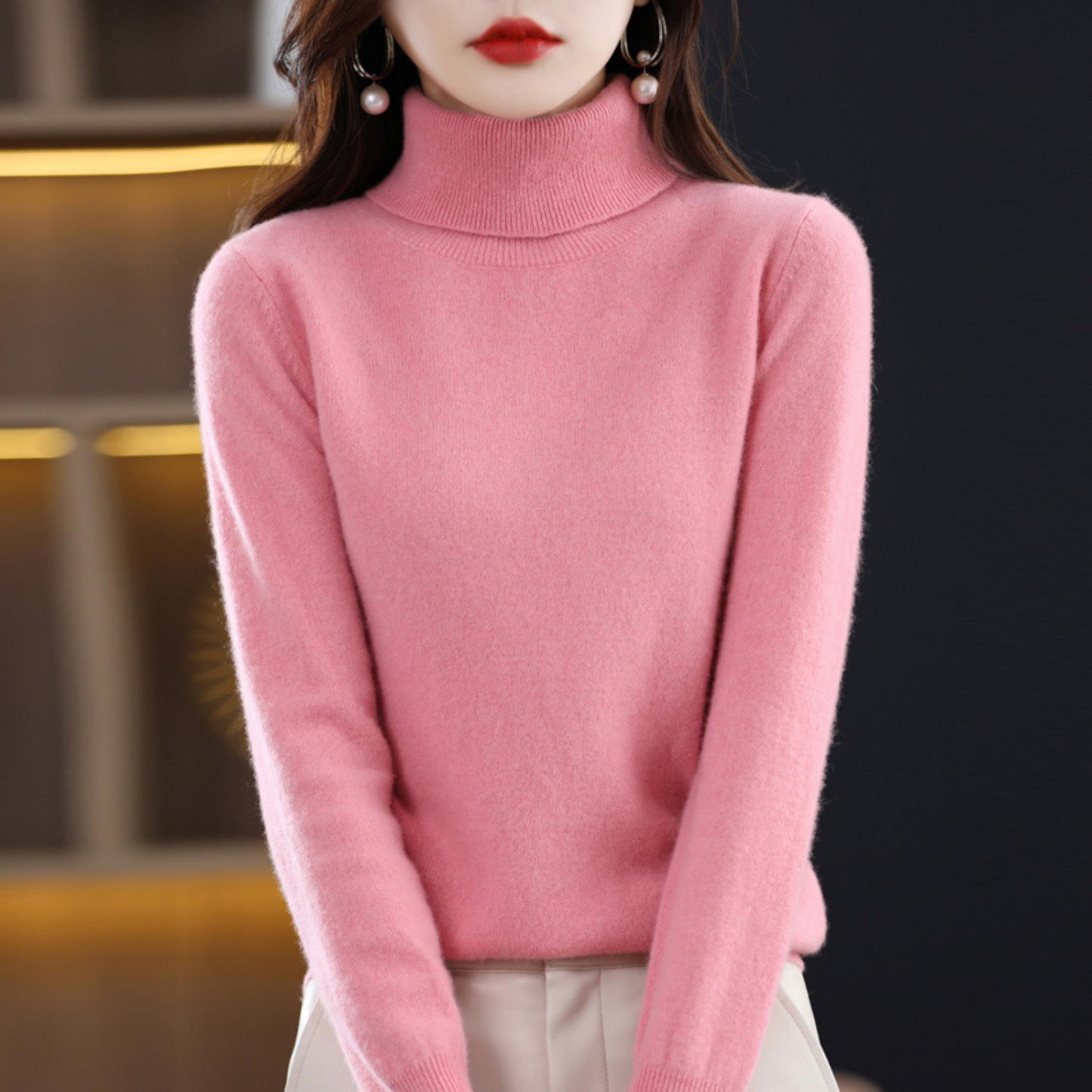 Pull Cachemire Doux pour Femme - Col Roulé Confortable et Léger