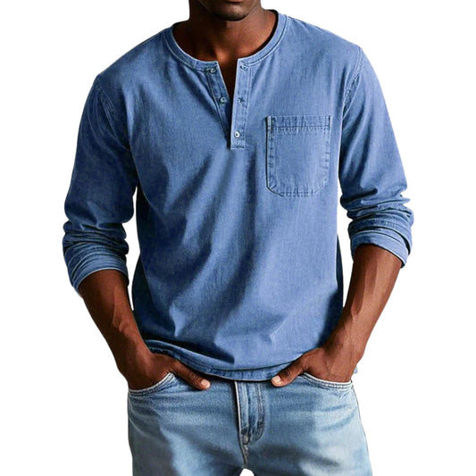 Chemise Classique Col Rond Manches Longues - LuxeStyle
