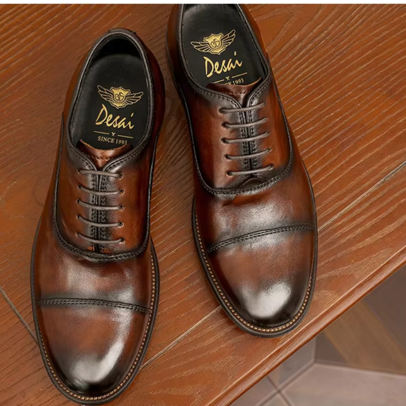 Chaussures décontractées en cuir brun homme - LuxeStyle