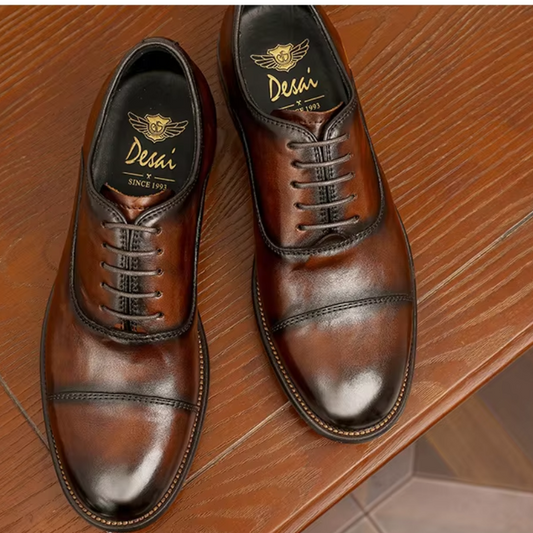 Chaussures décontractées en cuir brun homme - LuxeStyle