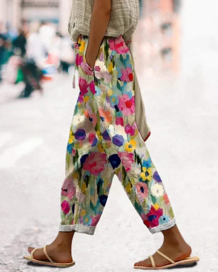 Pantalon Décontracté Fleuri pour Femme - LuxeStyle