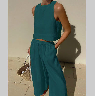 Tenue Élégante Femme en Lin - Ensemble Haut et Pantalon
