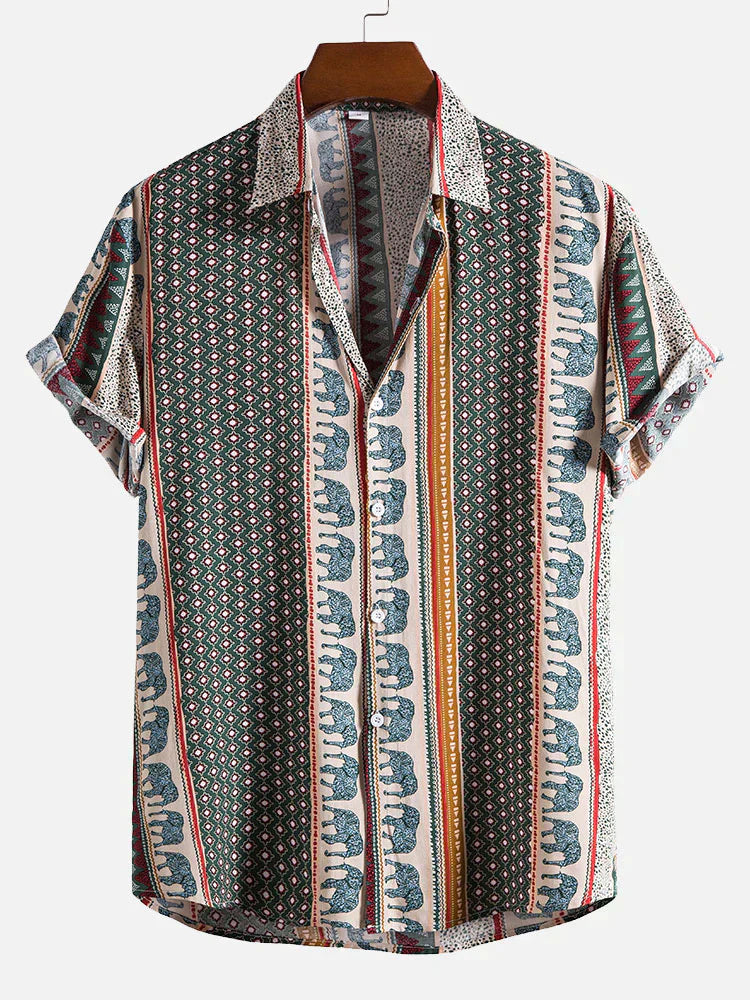 Chemise Estivale à Manches Courtes Éléphant Fashion - LuxeStyle