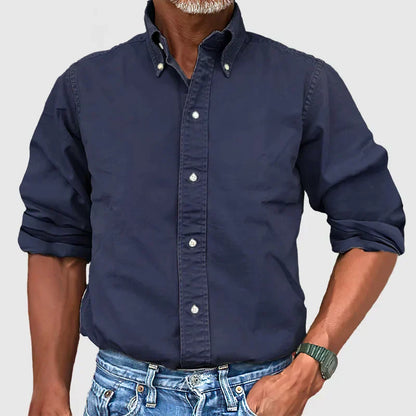 Chemise Homme Marine à Manches Longues Classique Décontractée