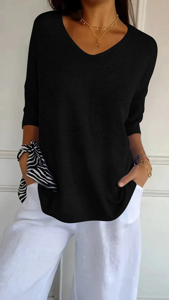Pull Femme Rose Manches Courtes Élégant