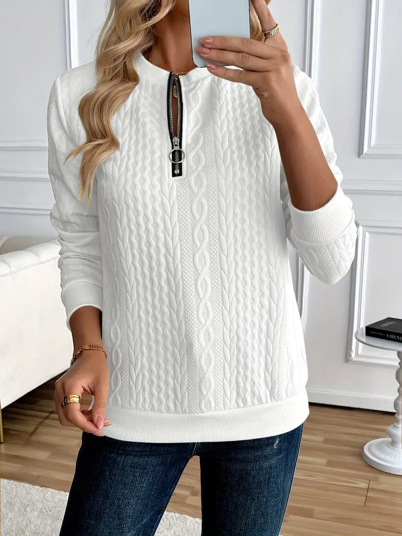 Pull Femme Élégant Hiver – Sweat Chic Zippé en Cachemire Doux - LuxeStyle