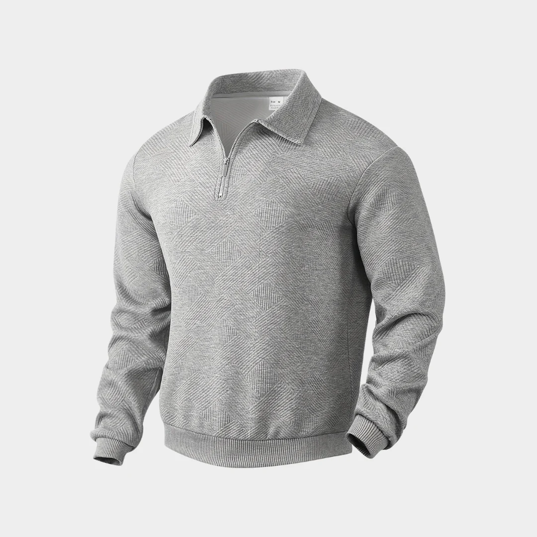 Sweat à Carreaux Douillet avec Fermeture Éclair pour Homme