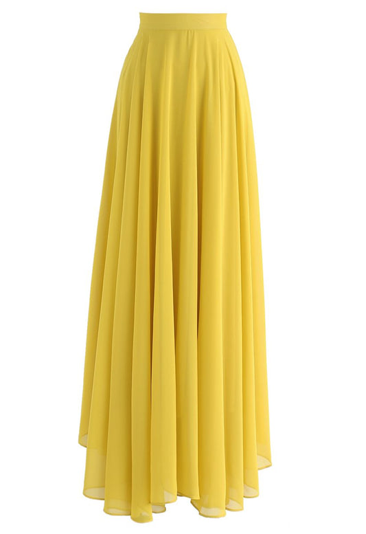 Jupe maxi soleil en voile léger pour femme - LuxeStyle