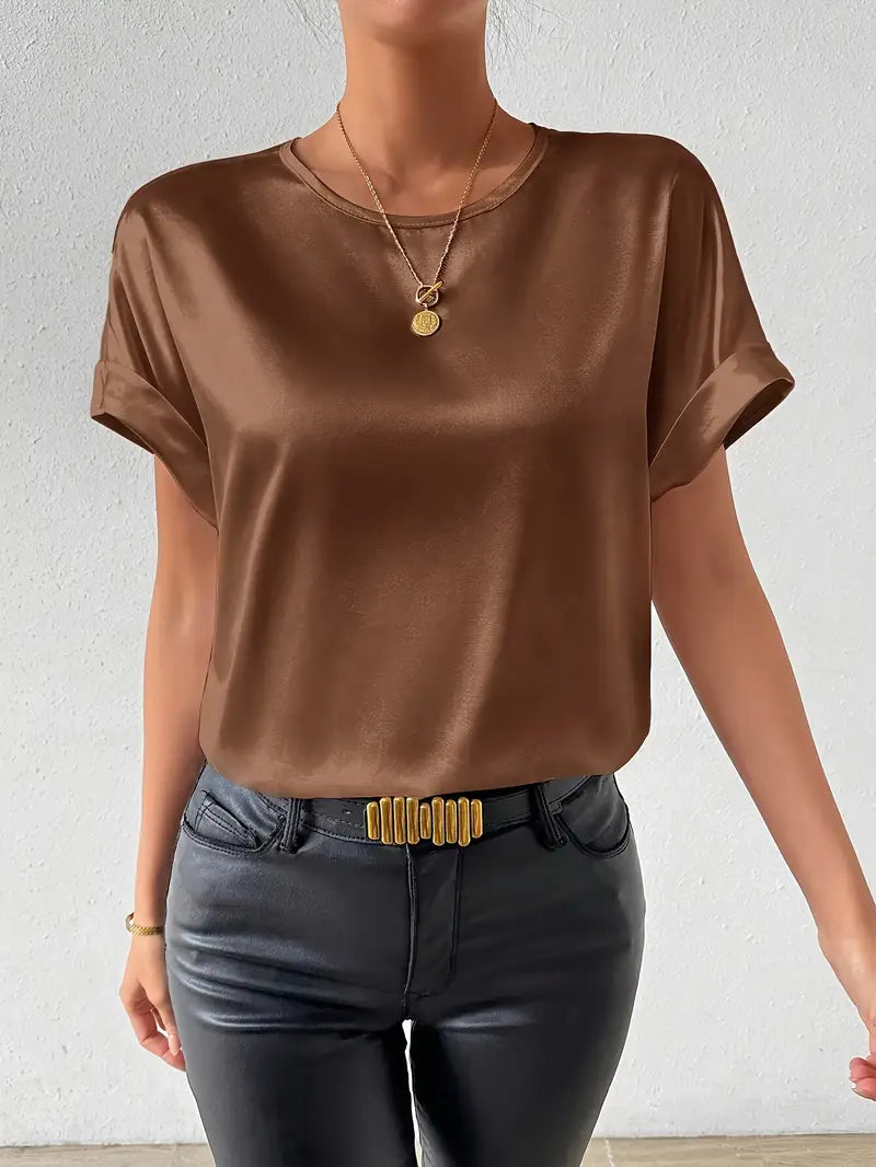 Valkirra - T-shirt satiné Casual Manches Courtes
