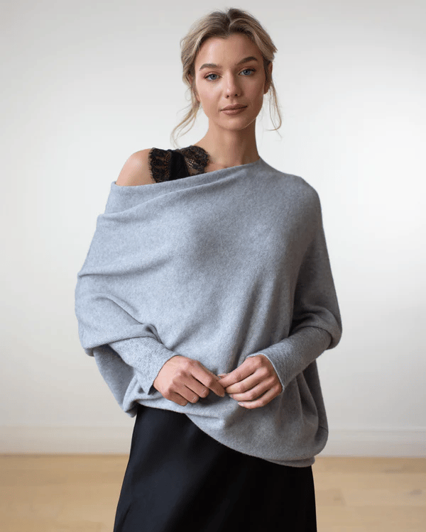 Pull Cachemire Gris Élégant pour Femme - LuxeStyle