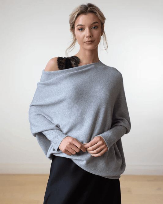 Pull Cachemire Gris Élégant pour Femme - LuxeStyle