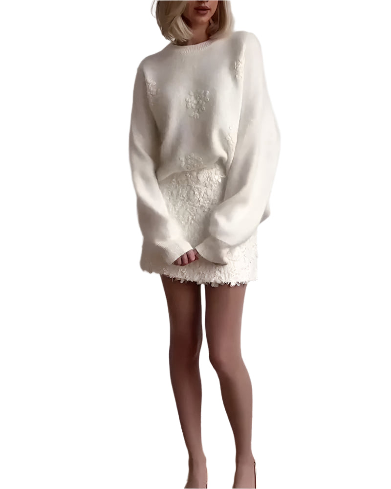 Pull Femme Laine Douce Fleurs Hiver - LuxeStyle