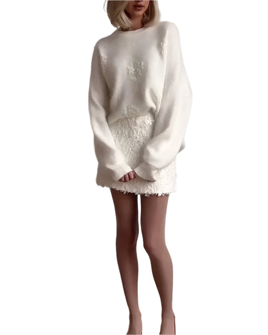 Pull Femme Laine Douce Fleurs Hiver - LuxeStyle