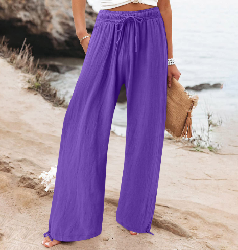 Pantalon lin léger femme beige été