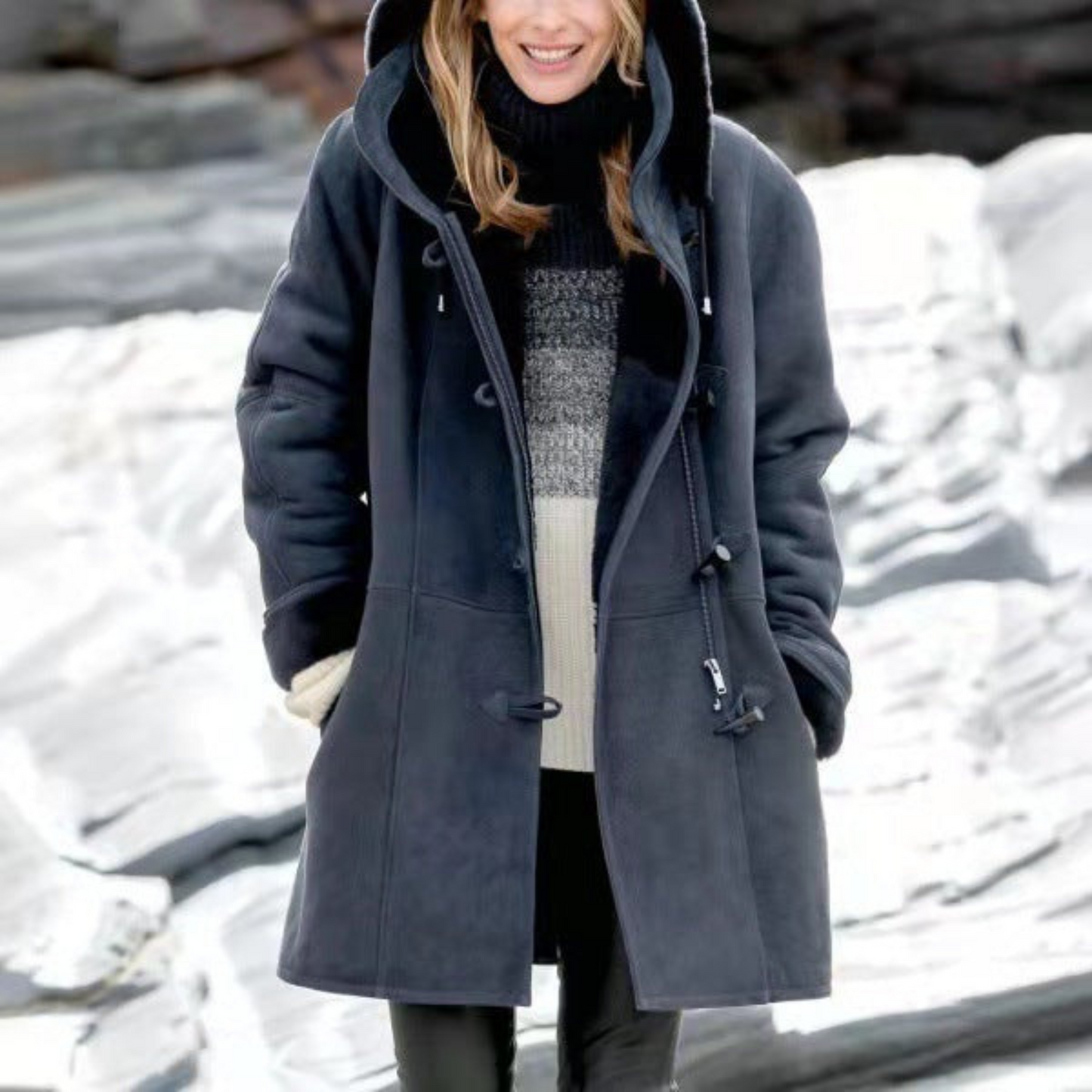 Manteau femme hiver chaud et léger vert foncé