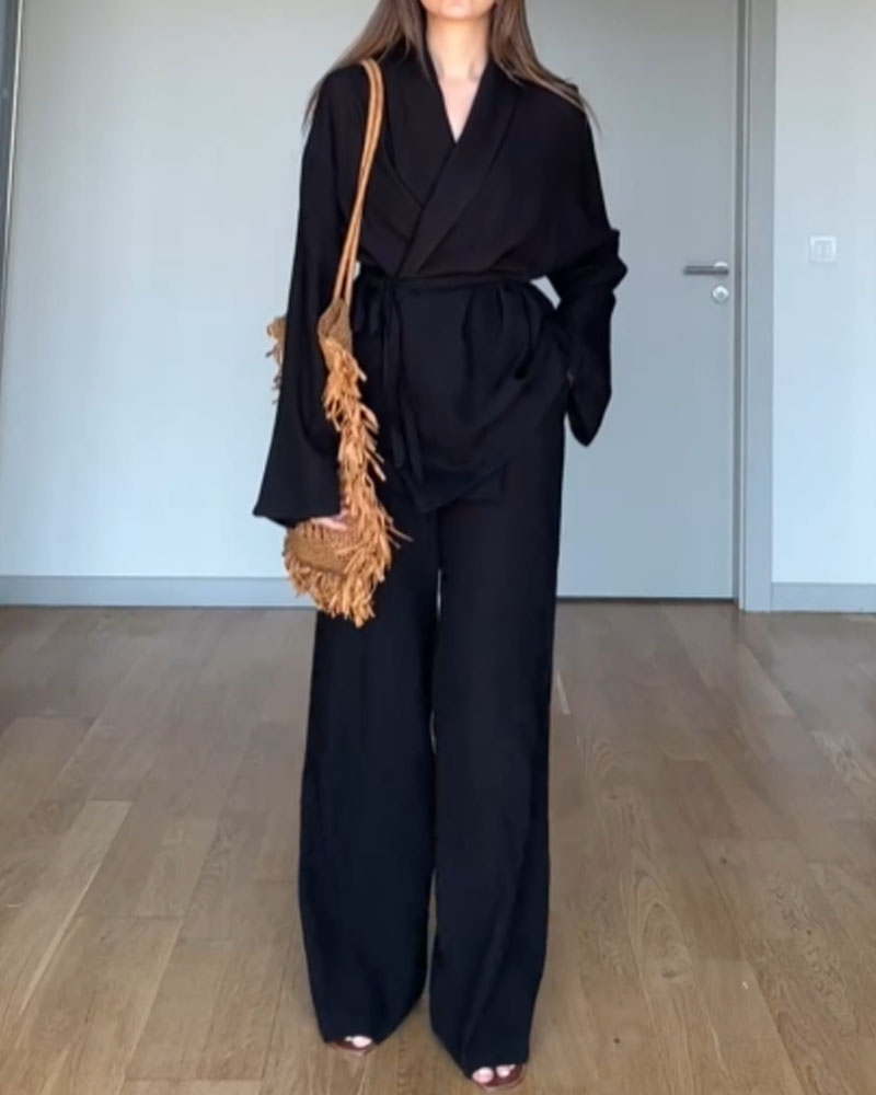 Ava - Ensemble femme élégant manches longues et pantalon confort