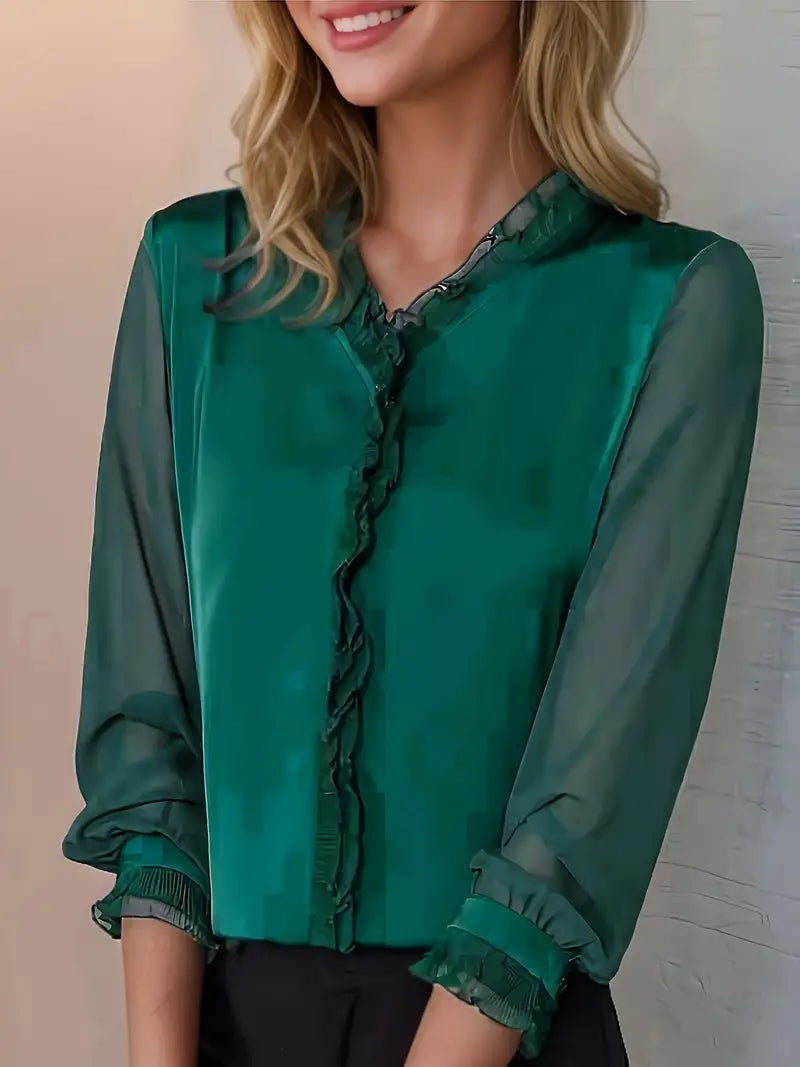 Chemisier Élégant Manches Longues pour Femme - LuxeStyle