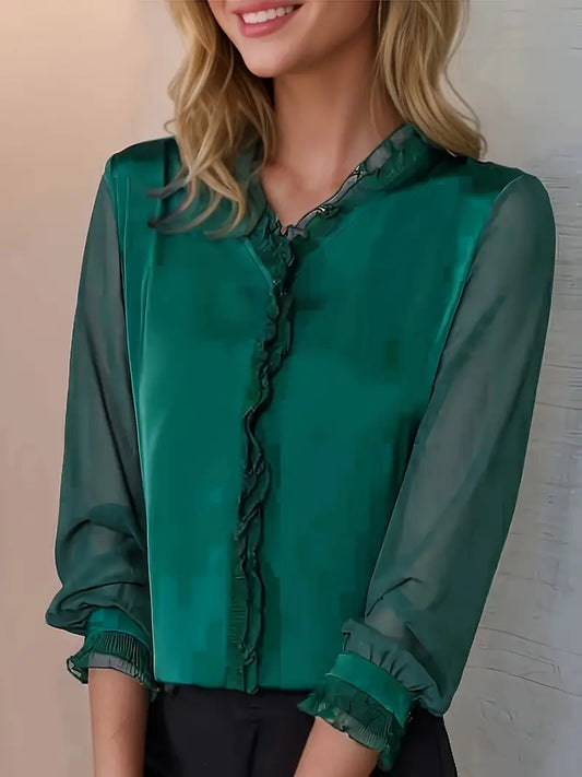 Chemisier Élégant Manches Longues pour Femme - LuxeStyle