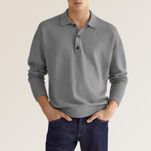 Polo Homme Olive Manches Longues Décontracté