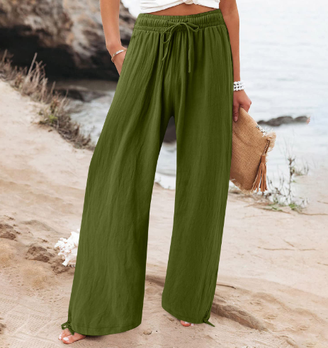 Pantalon lin léger femme beige été