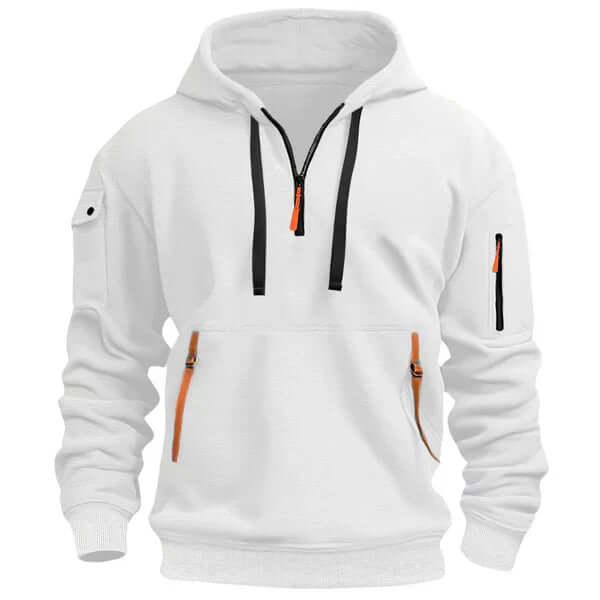 Sweat à capuche noir élégant avec poches fermées et manches ajustables