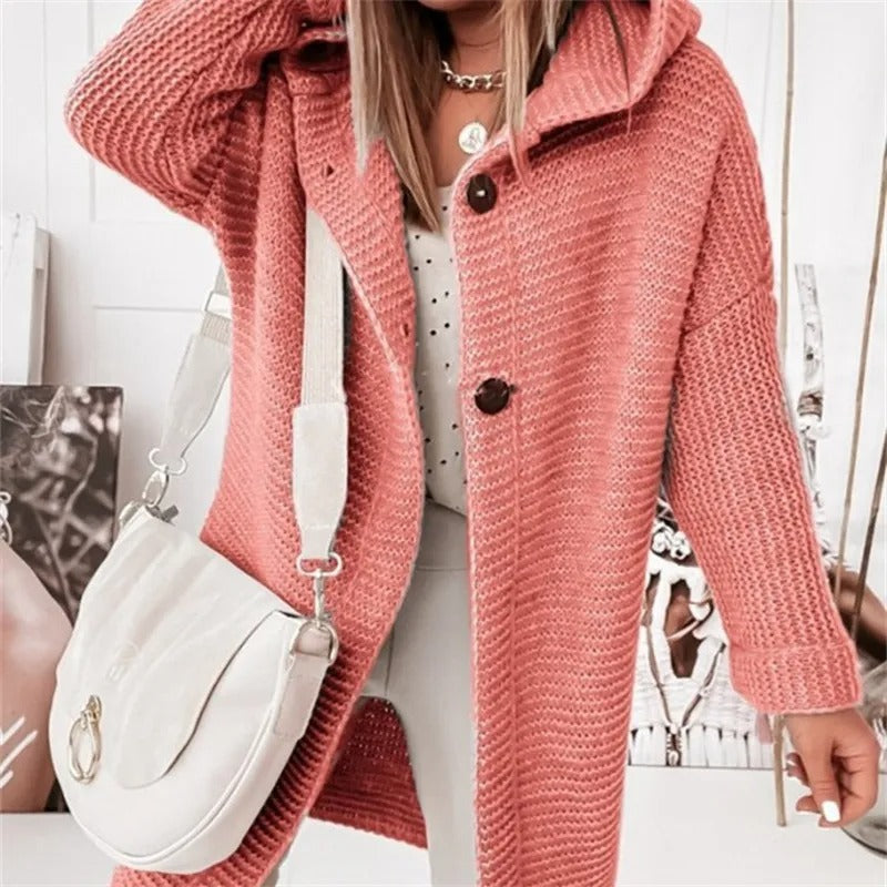 Manteau femme rose foncé épais capuche