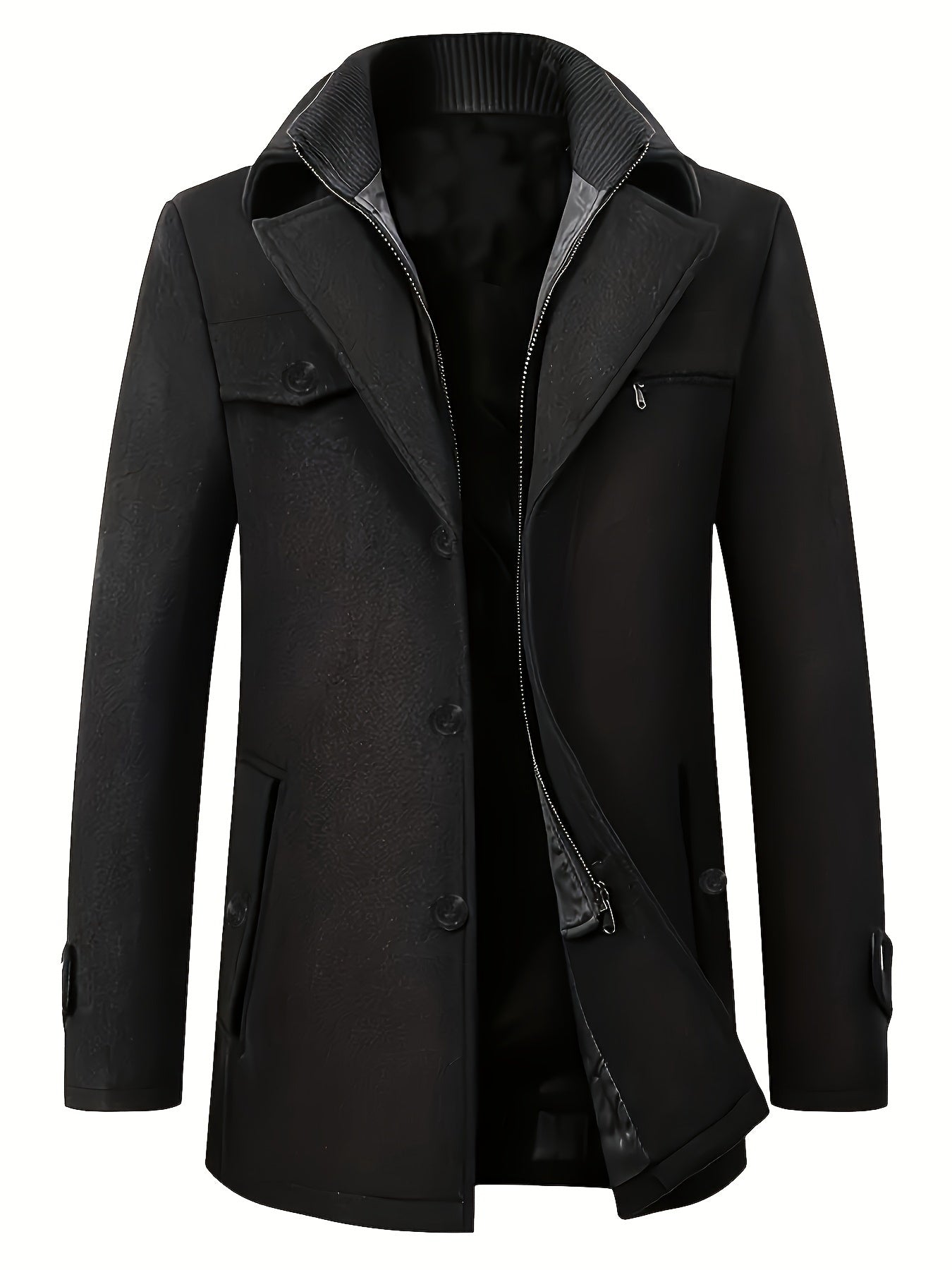 Manteau Hiver Homme Gris Élégant à Col Revers
