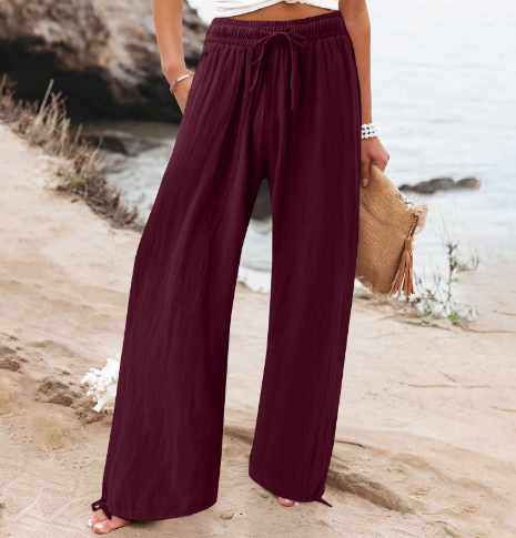 Pantalon lin léger femme beige été