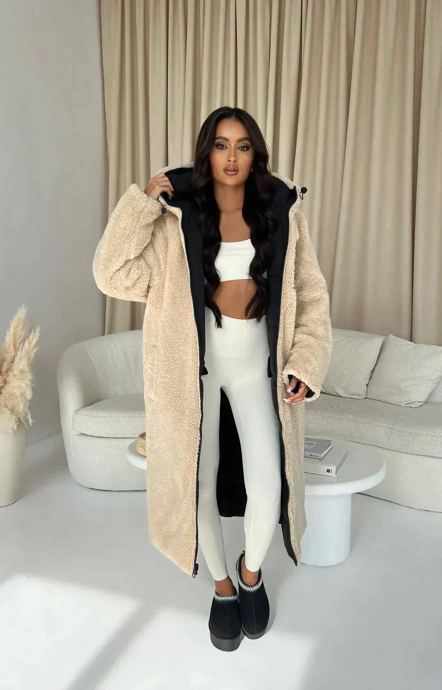 Manteau Femme Hiver Réversible Élégant Uni et Imprimé - LuxeStyle