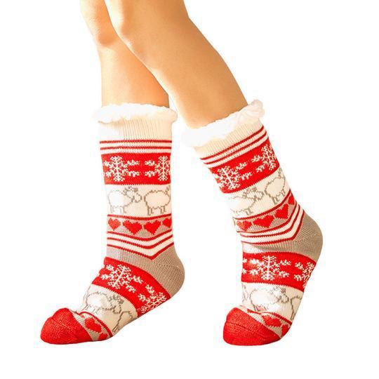 Chaussettes Gris Chauffantes avec Doublure Peluche