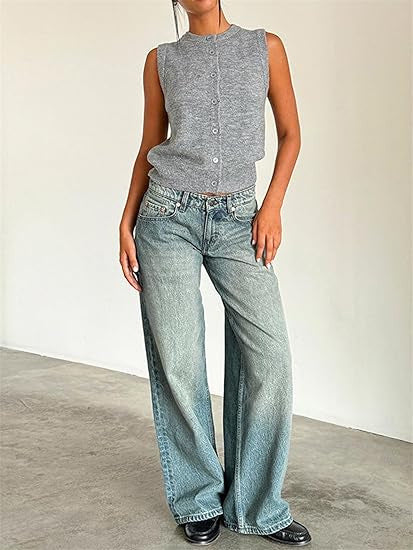 Jean Femme Décontracté Taille Élevée Relâché
