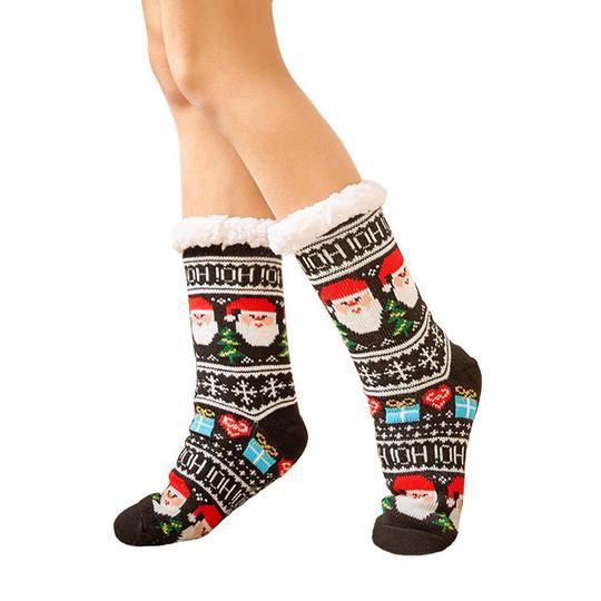 Chaussettes Gris Chauffantes avec Doublure Peluche