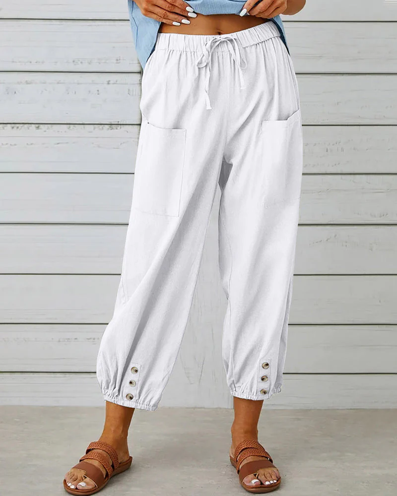 Pantalon femme détente marine à poches