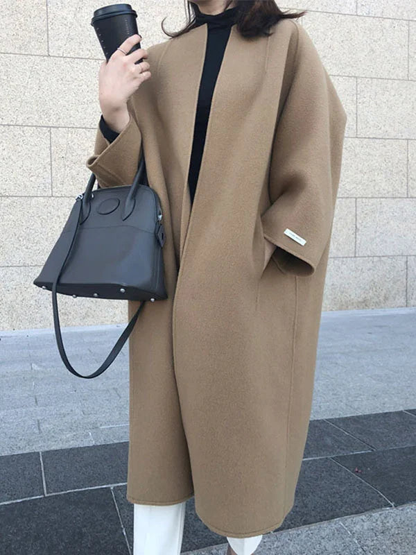 Manteau Femme Hiver Élégant Sans Fermeture