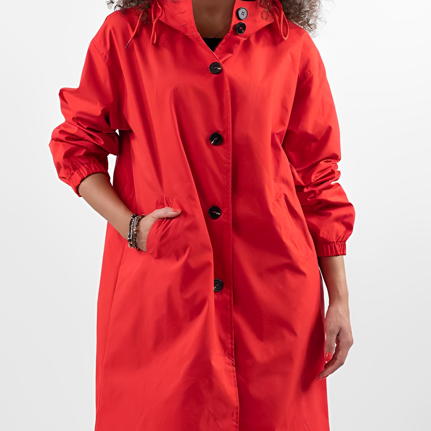 Manteau de pluie turquoise femme à capuche