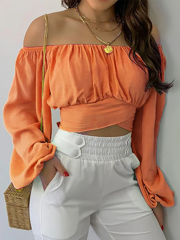 Blouse Féminine Élégante Manches Longues Blanc Pur
