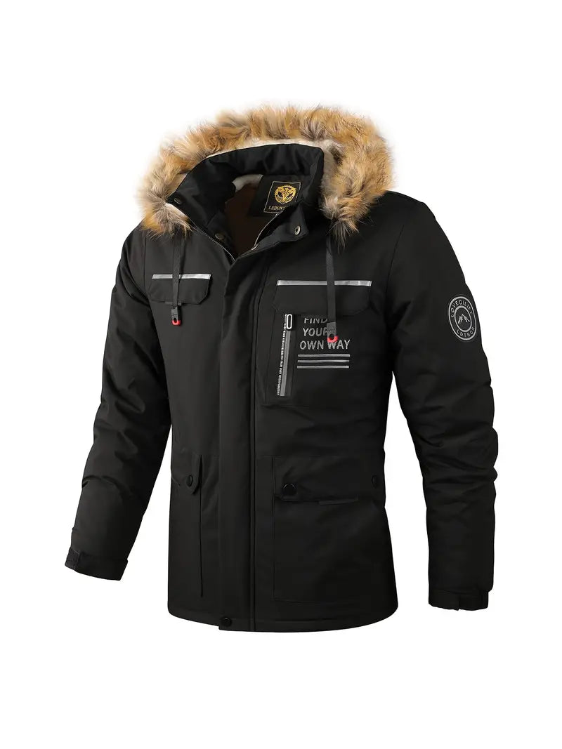 Doudoune Hiver Homme avec Capuche et Poches Doubles