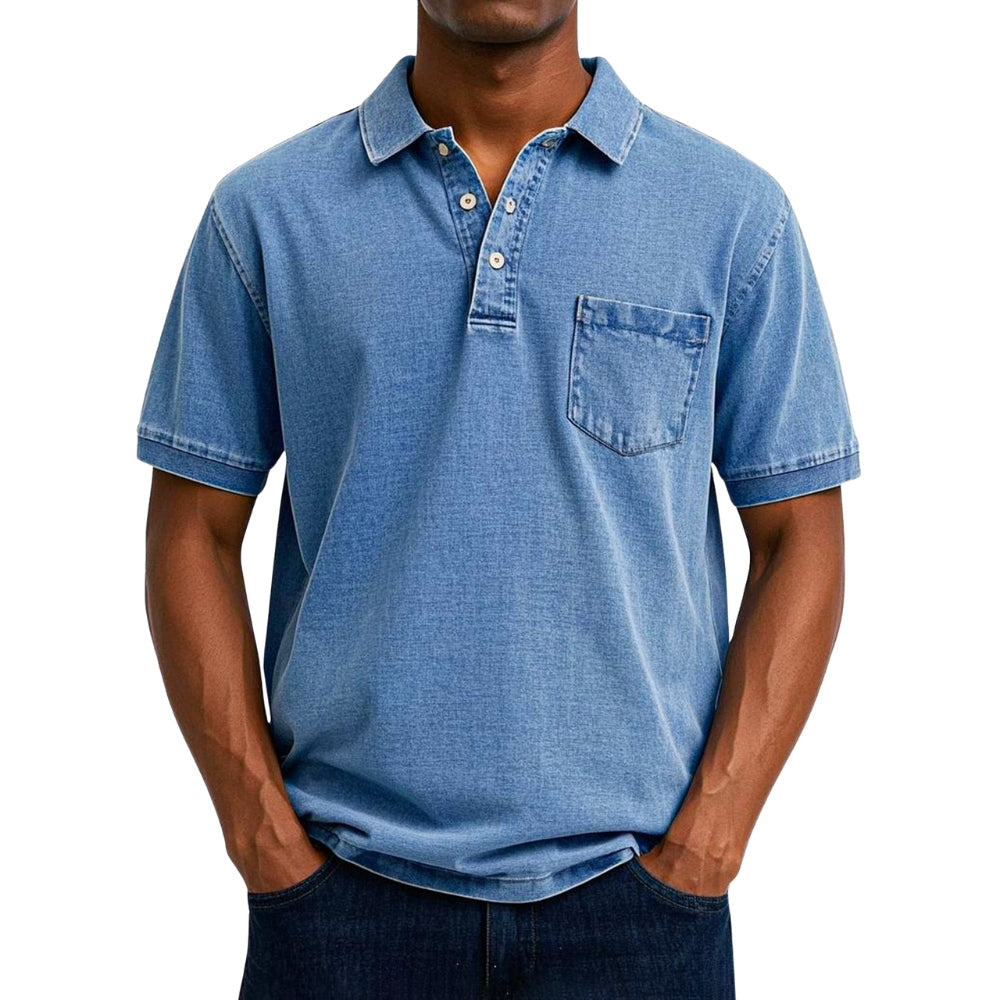 Chemise Homme Été à Manches Courtes avec Poche et Boutons - LuxeStyle