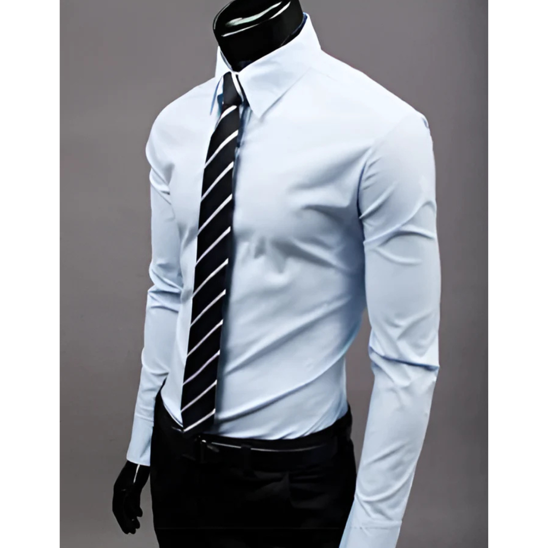 Chemise Homme Élégante Manches Longues Taille Fine