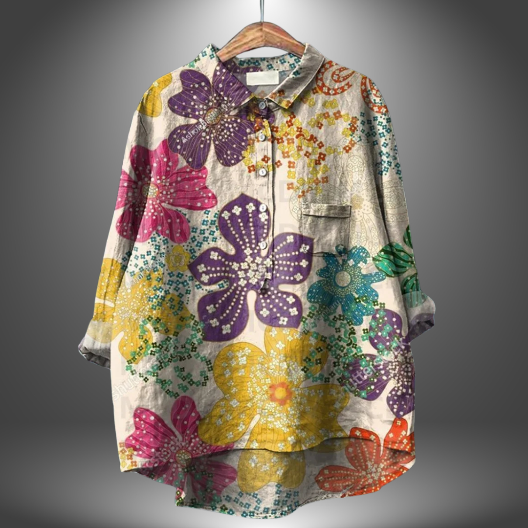 Chemise Florale Élégante Manches Courtes