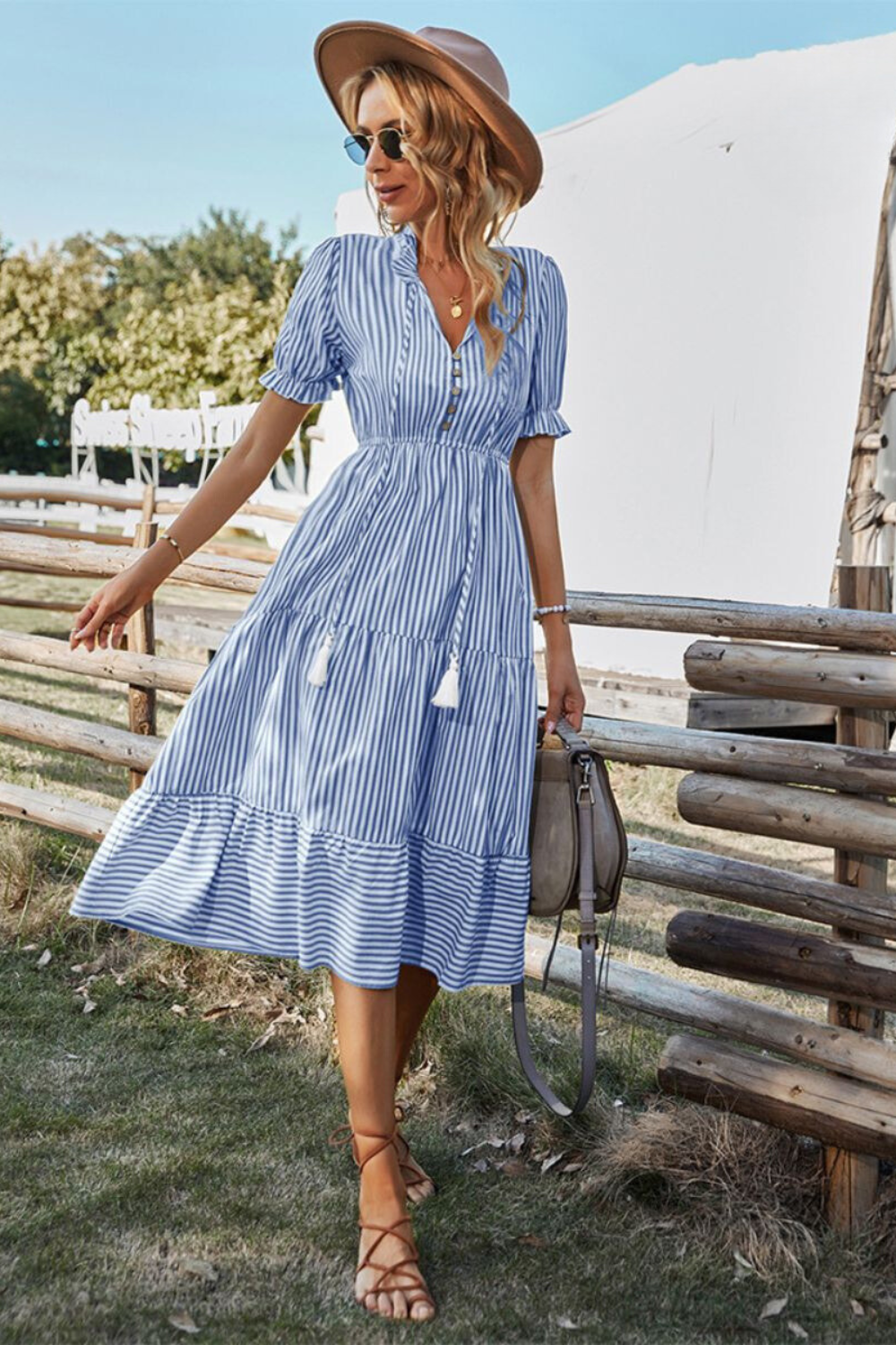 Robe Été Femmes Mi-Longue avec Ceinture Adjustable - LuxeStyle