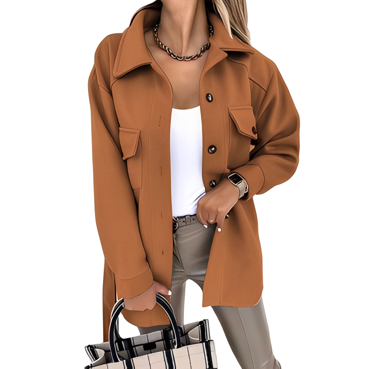 Veste Élégante à Boutons pour Femme Printemps