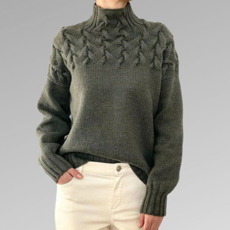 Pull Col Roulé Femme Hiver - Élégant et Doux en Coton Mélangé