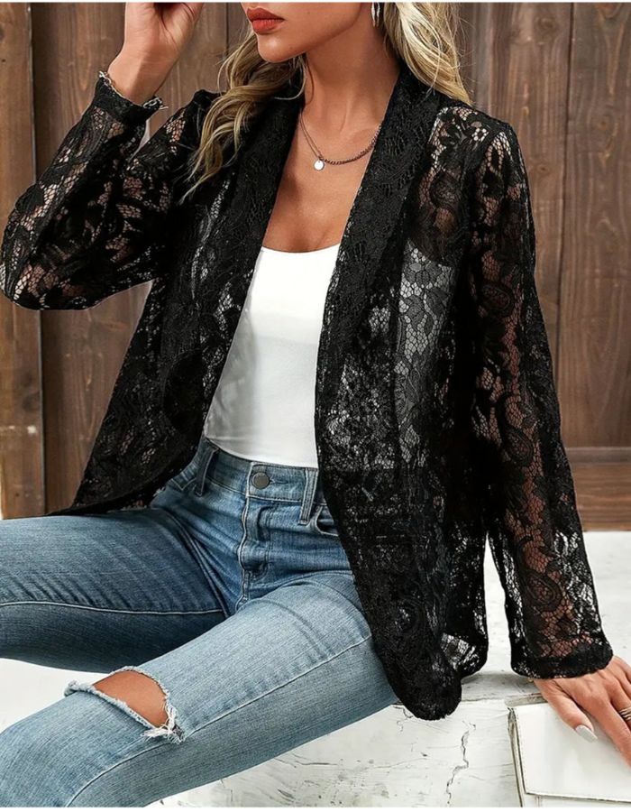 Gilet Élégant Long Femme Blanc Noir