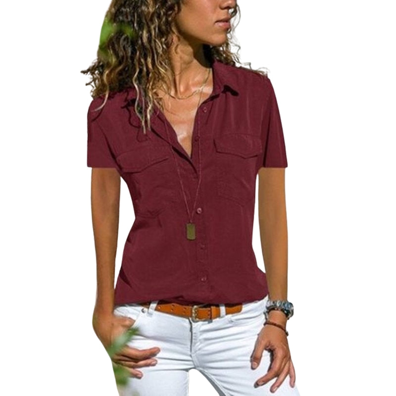 Chemise Femme Classique Été avec Poches - LuxeStyle