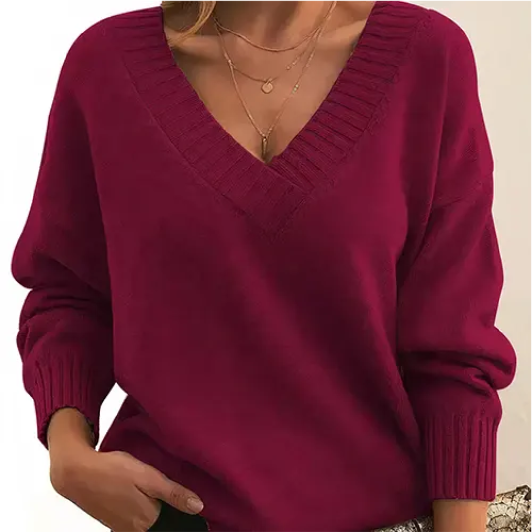 Pull Femme Hiver Col V Décontracté