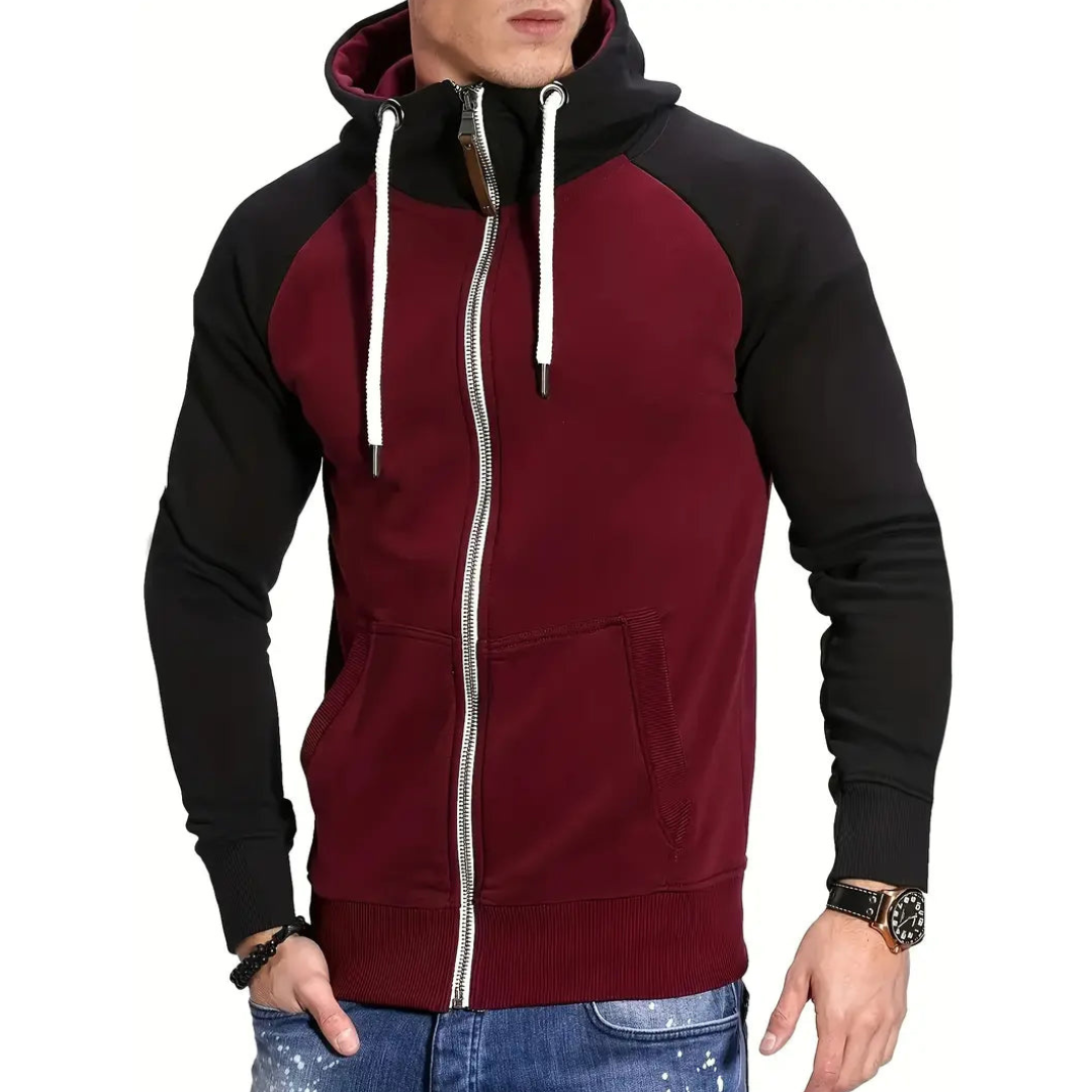 Sweat à capuche coloré zippé manches longues
