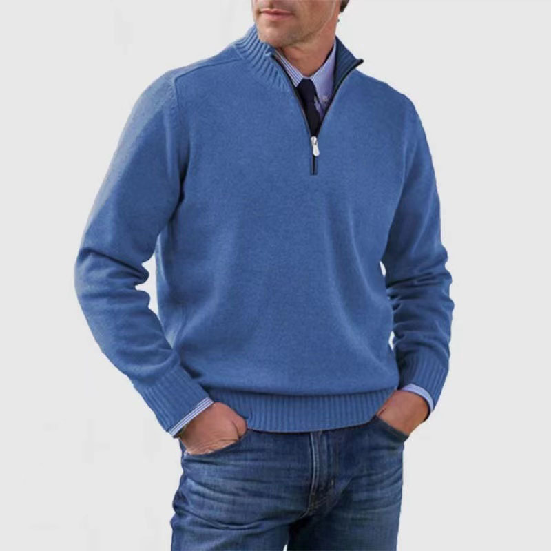 Pull Homme Rouge Doux à Fermeture Éclair