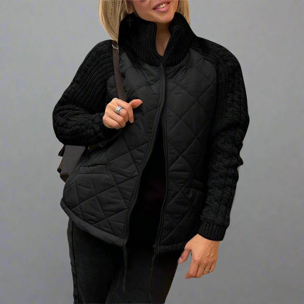 Veste douillette verte à manches molletonnées pour femme