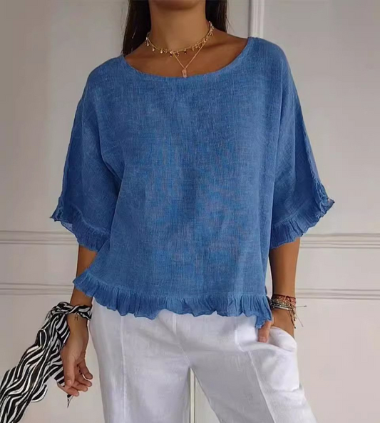 Chemise Classique Manches Courtes Col Rond Décontractée - LuxeStyle